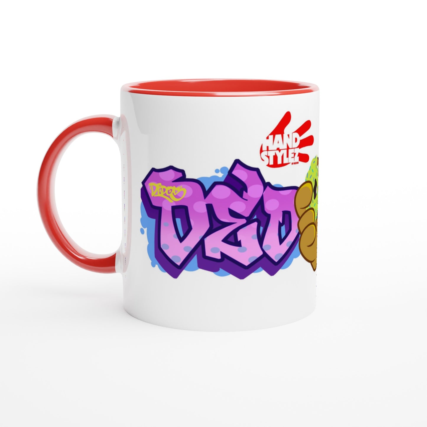 Handstylez Dedos White 11oz Ceramic Mug with Color Inside