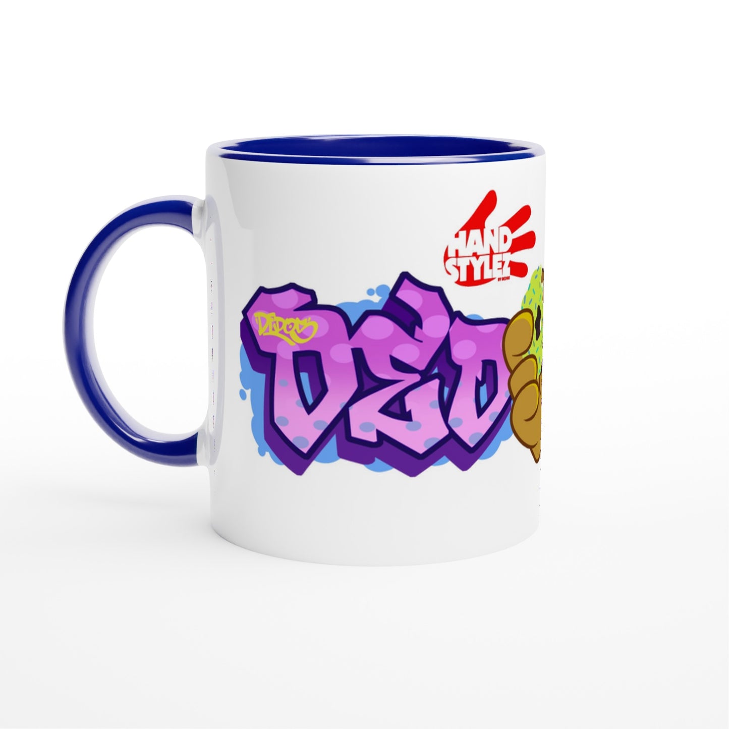 Handstylez Dedos White 11oz Ceramic Mug with Color Inside