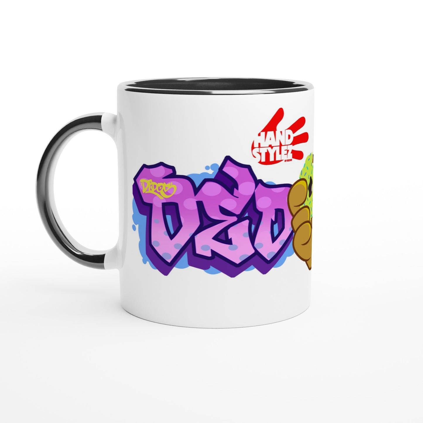 Handstylez Dedos White 11oz Ceramic Mug with Color Inside