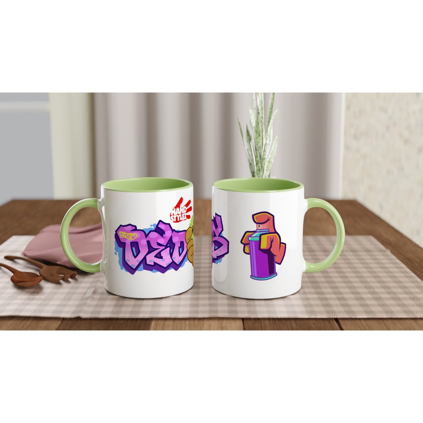 Handstylez Dedos White 11oz Ceramic Mug with Color Inside