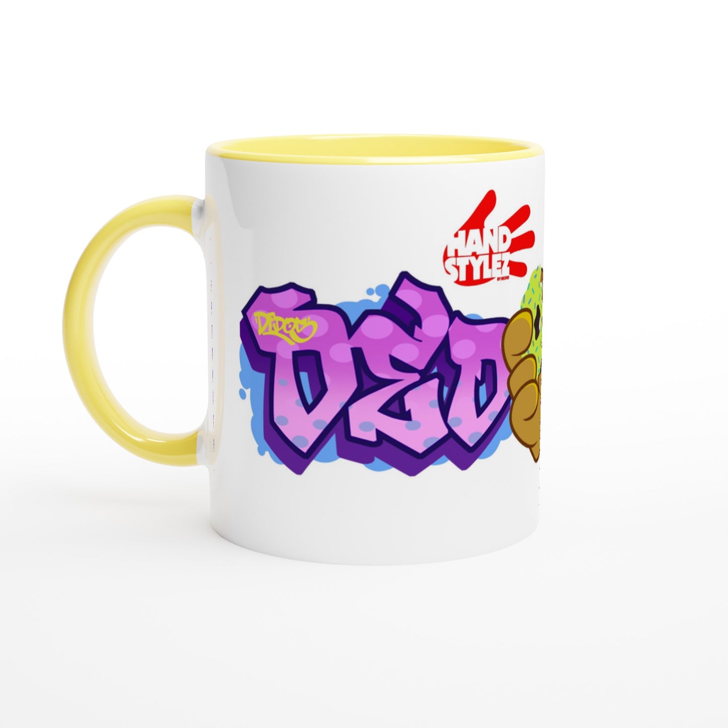 Handstylez Dedos White 11oz Ceramic Mug with Color Inside