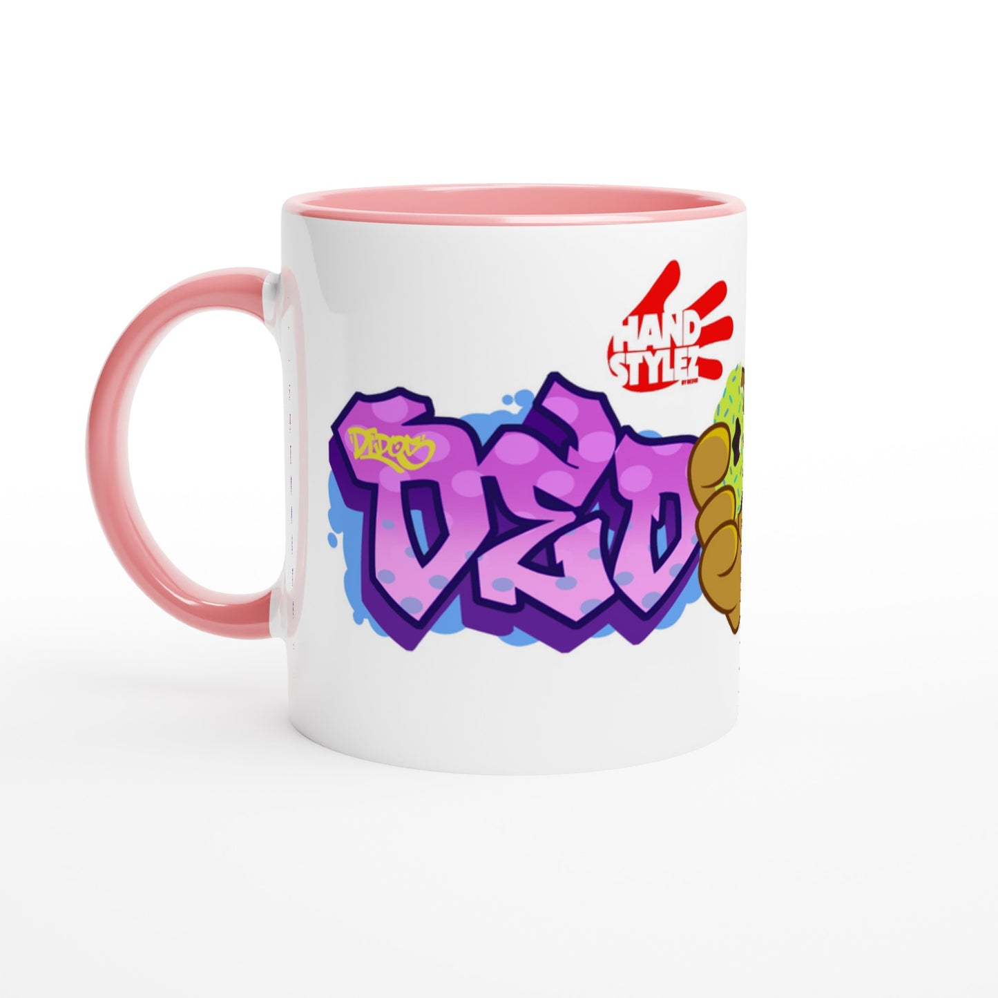 Handstylez Dedos White 11oz Ceramic Mug with Color Inside