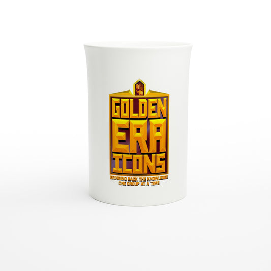Golden Era Icons White 10oz Porcelain Slim Mug
